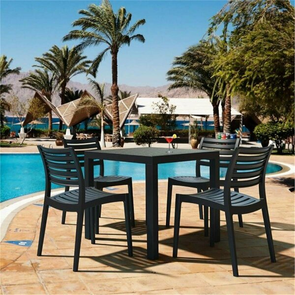 Compamia Ares Resin Square Dining Set with 4 chairs Black ISP1641S-BLA